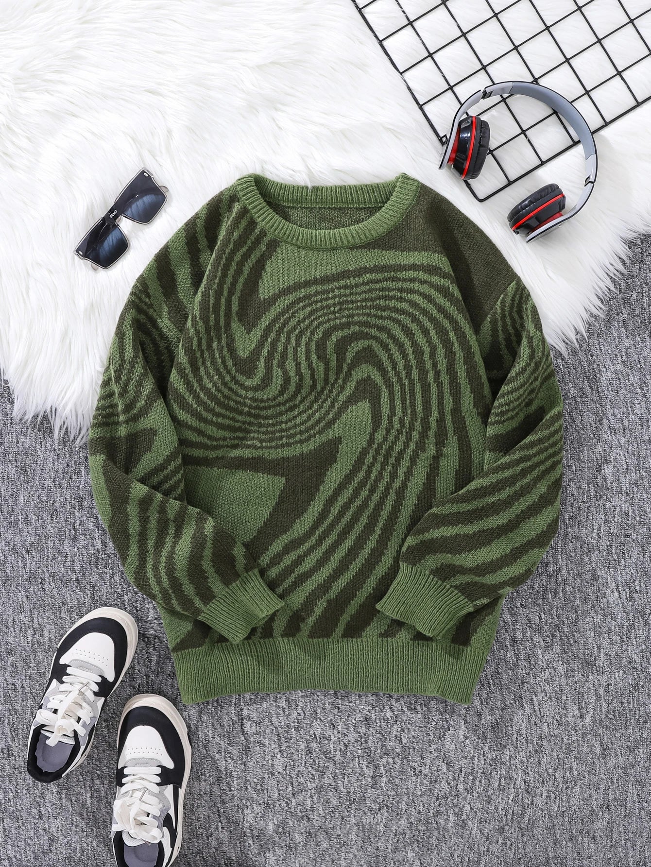 Swirlstorm Abstract Wool Pullover