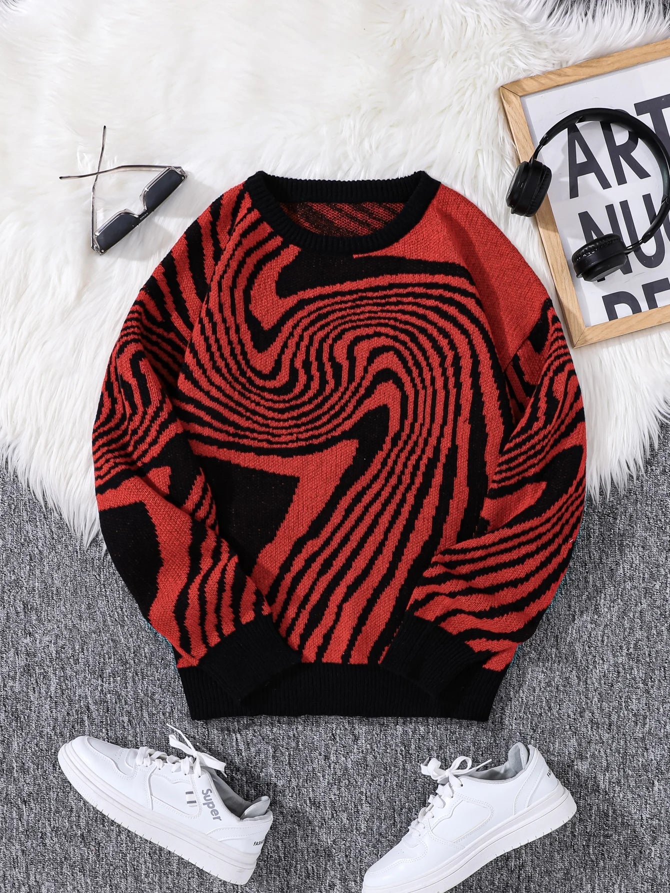 Swirlstorm Abstract Wool Pullover