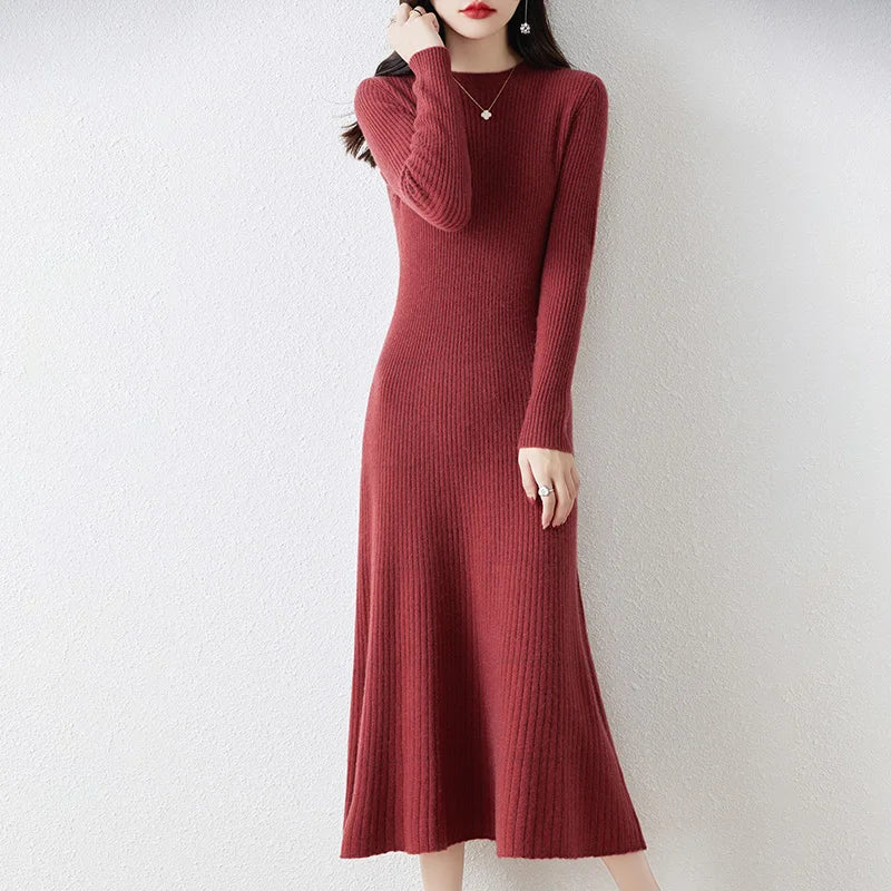 Camilla Long-sleeved Wool Dress