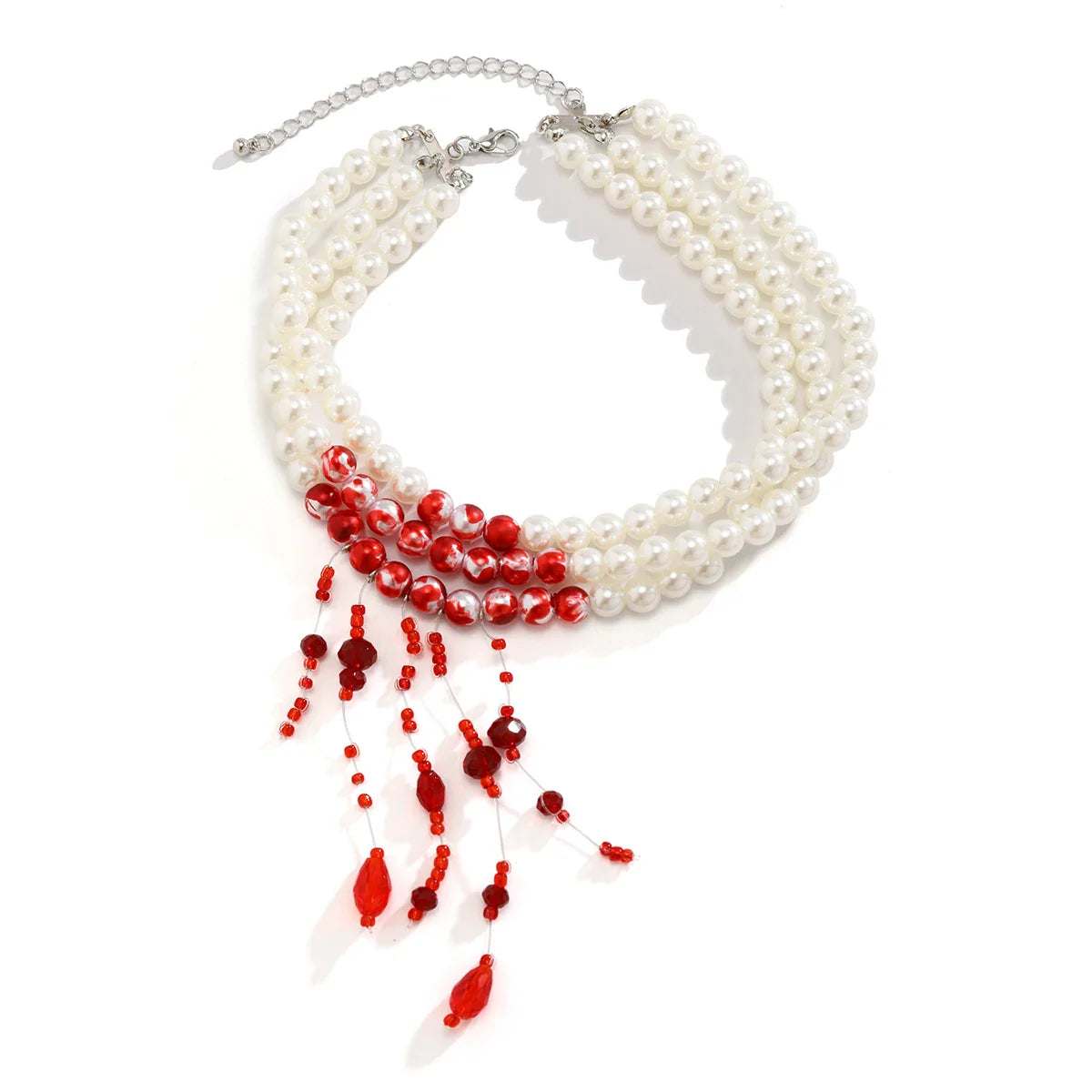 Crimson Cascade Pearl Choker