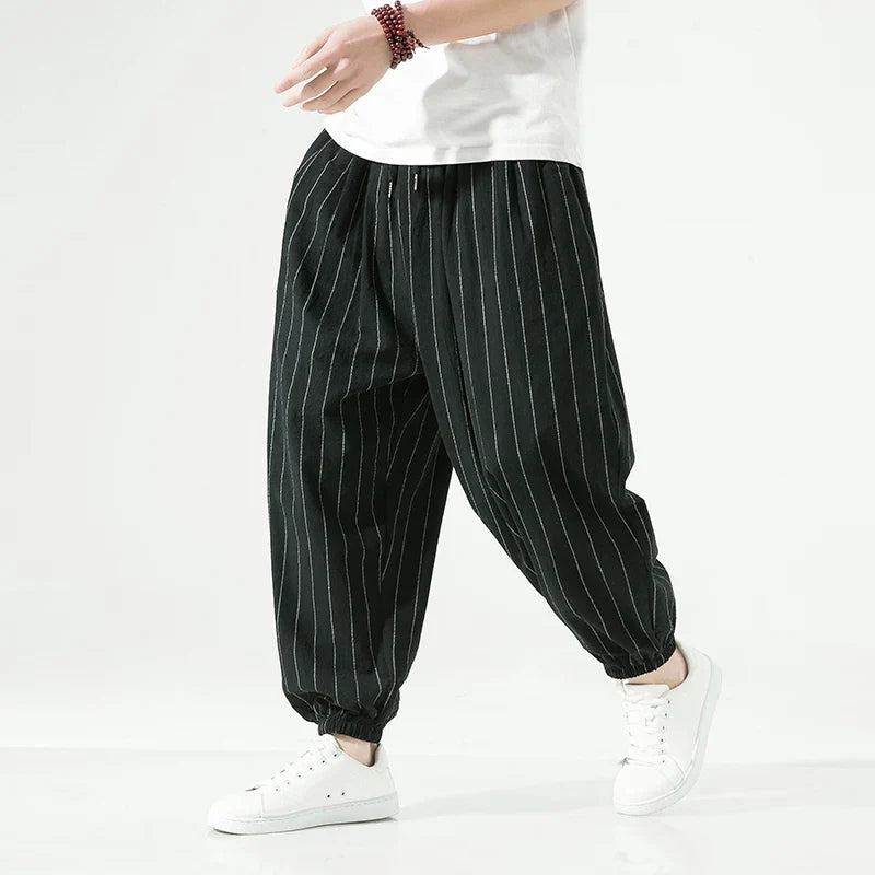 Laid-back Luxe Striped Trousers
