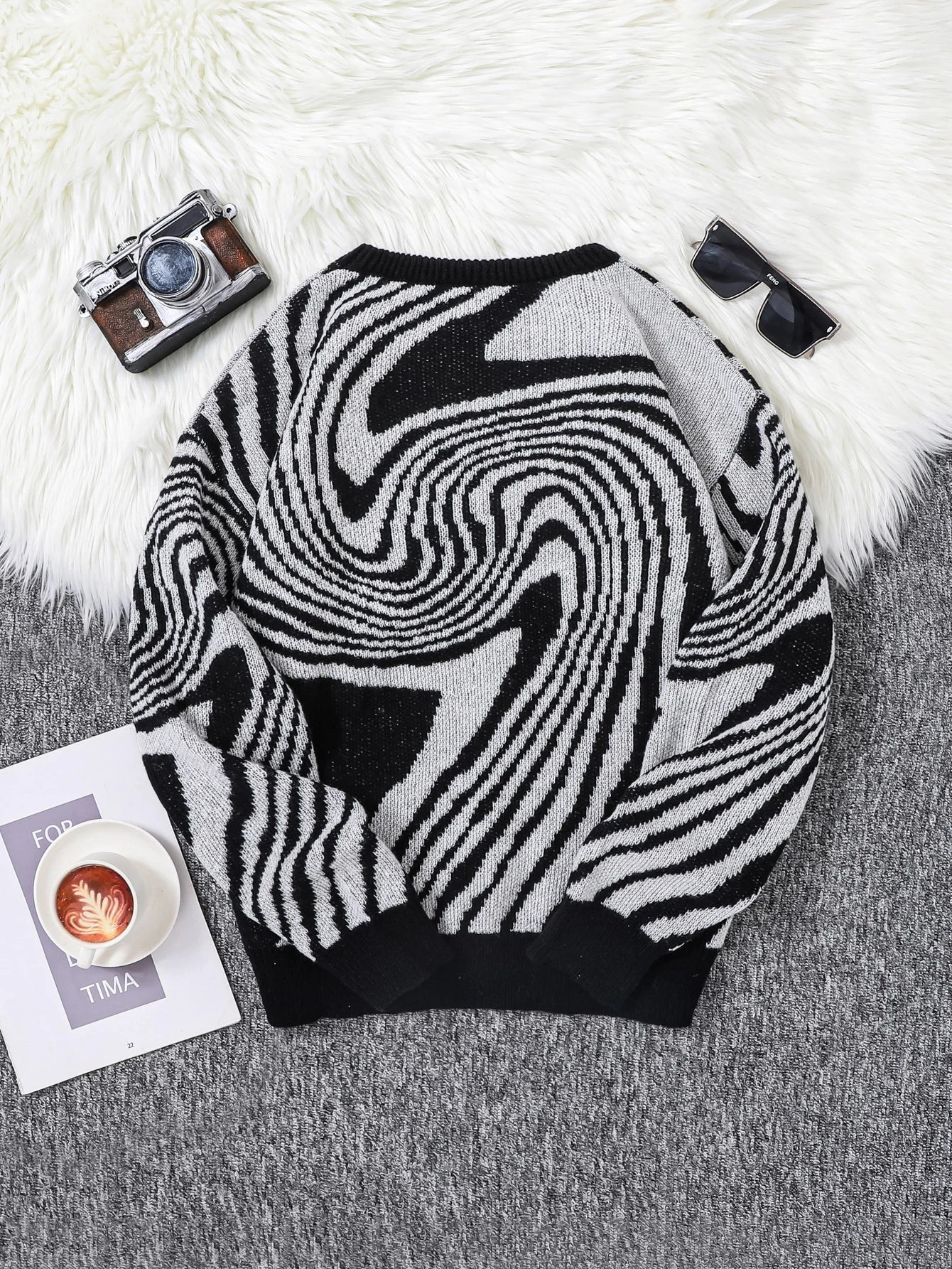 Swirlstorm Abstract Wool Pullover