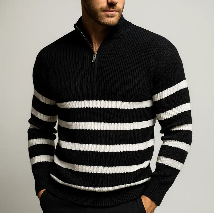 Carlier Striped Zip Sweater