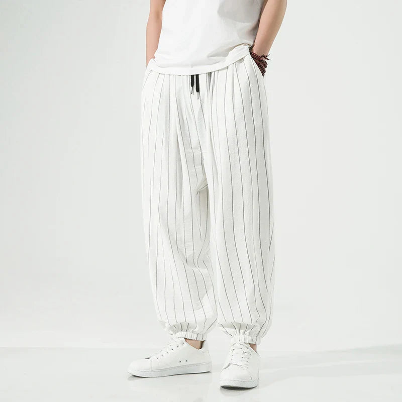 Laid-back Luxe Striped Trousers