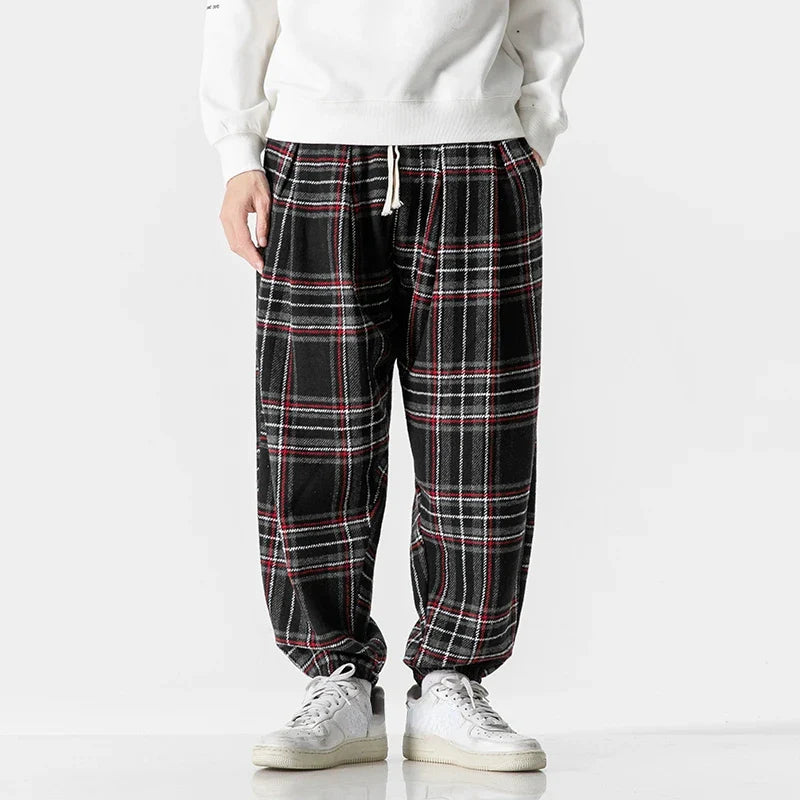 Leston Plaid Drawstring Sweatpants
