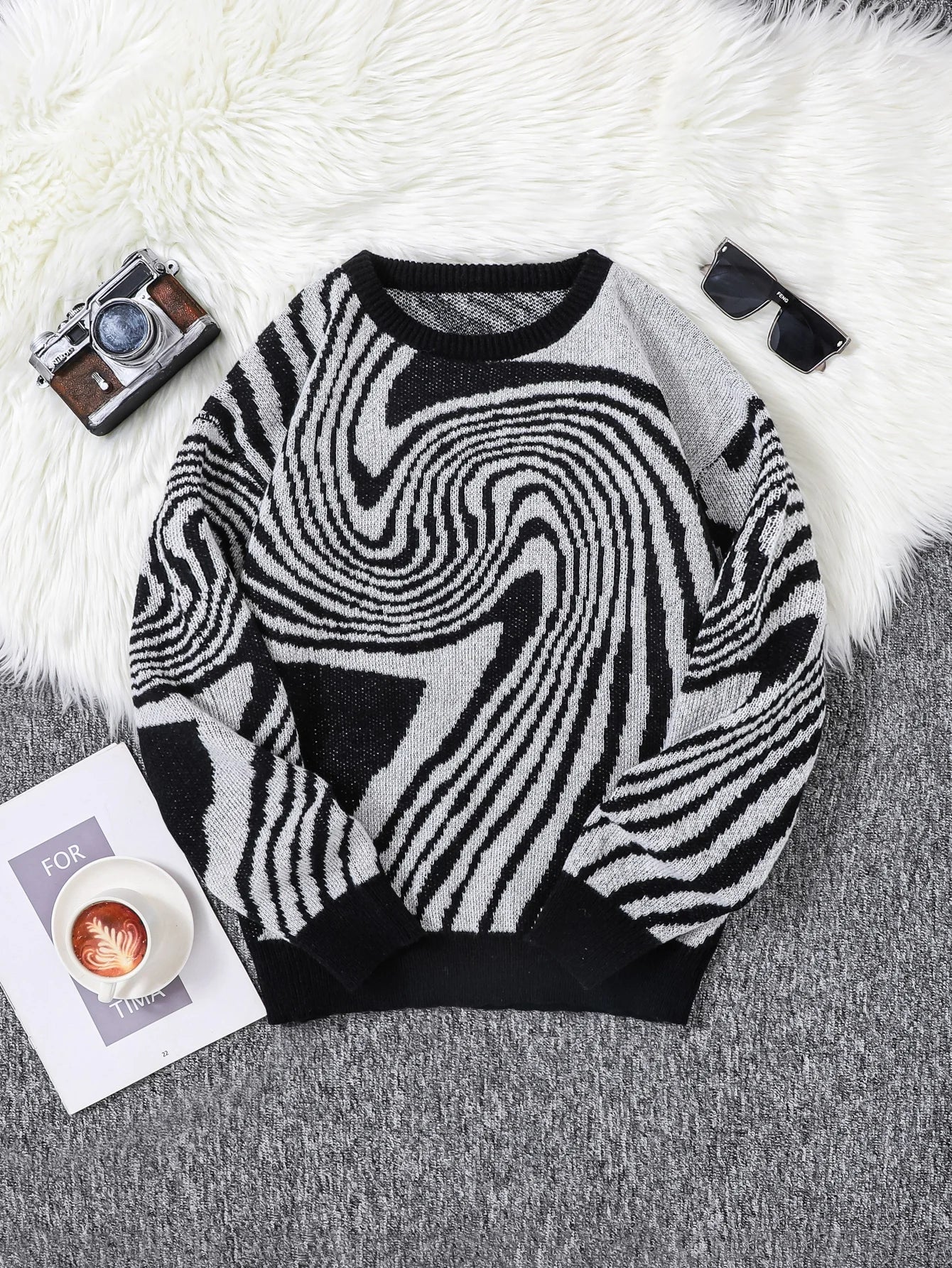 Swirlstorm Abstract Wool Pullover