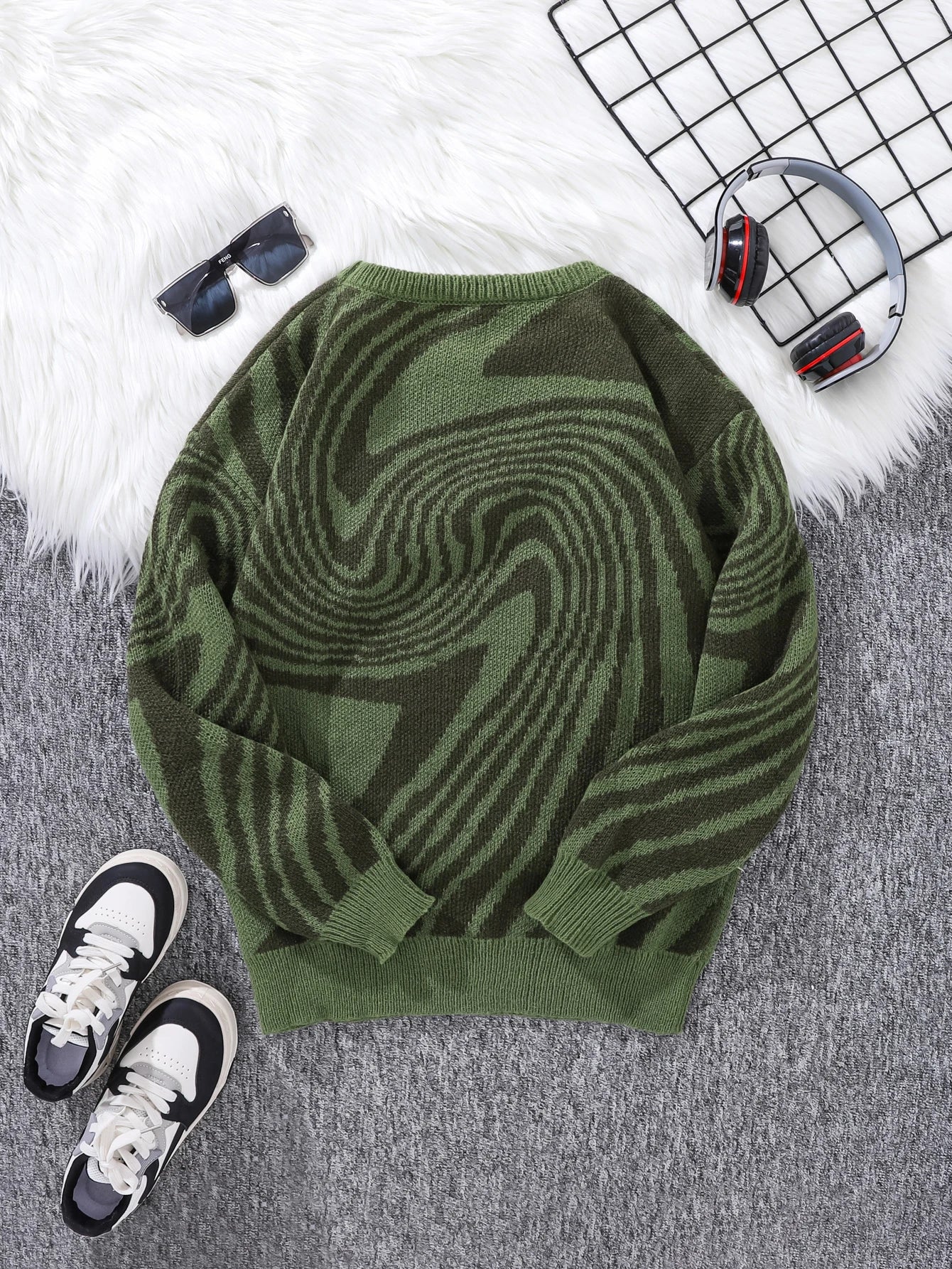 Swirlstorm Abstract Wool Pullover