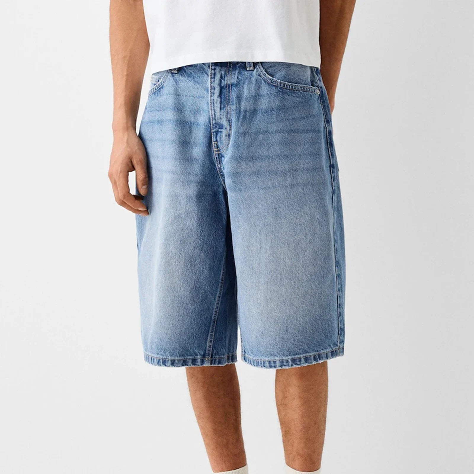 Pulse Drift Wide-Leg Denim Shorts