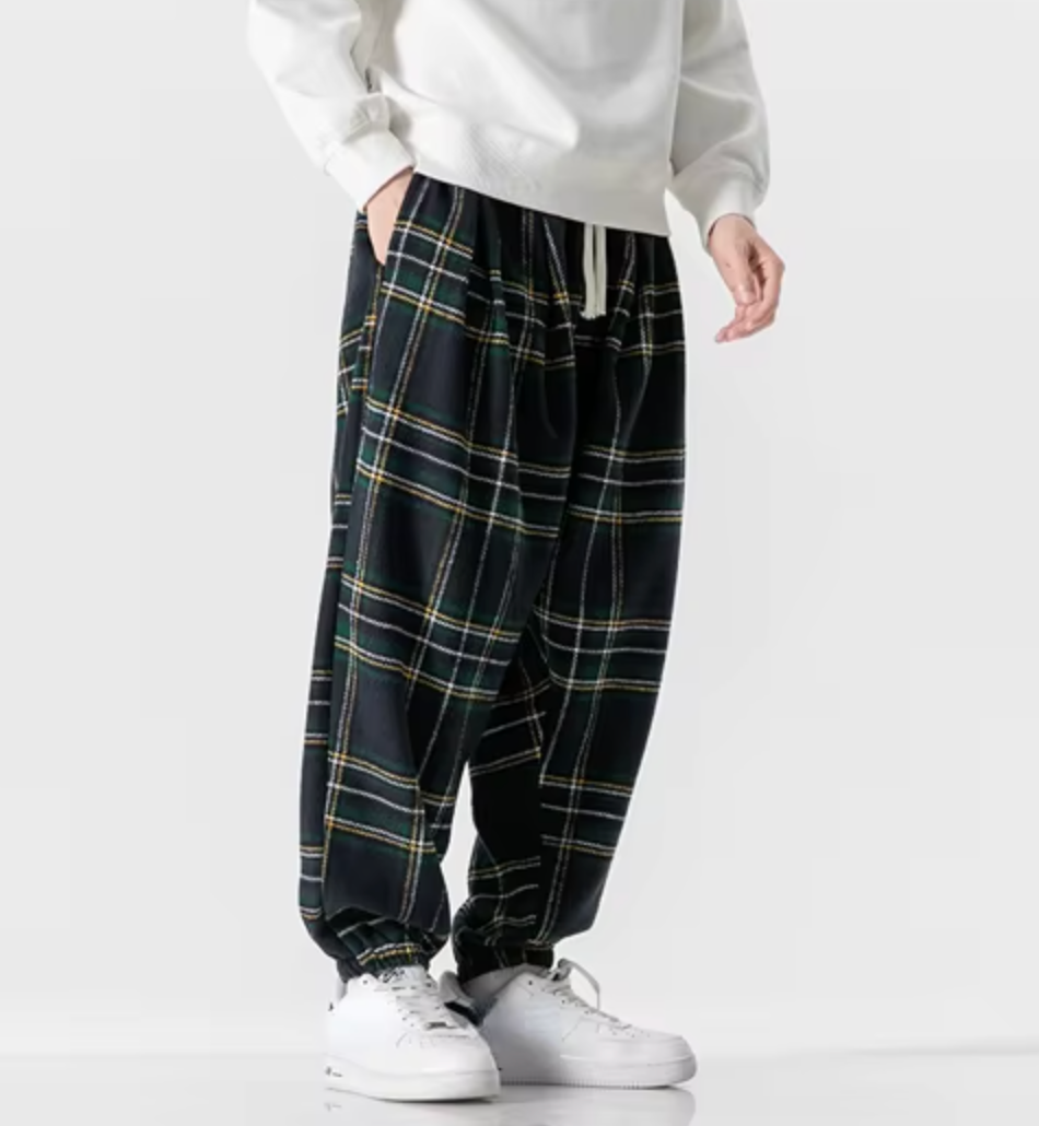 Leston Plaid Drawstring Sweatpants