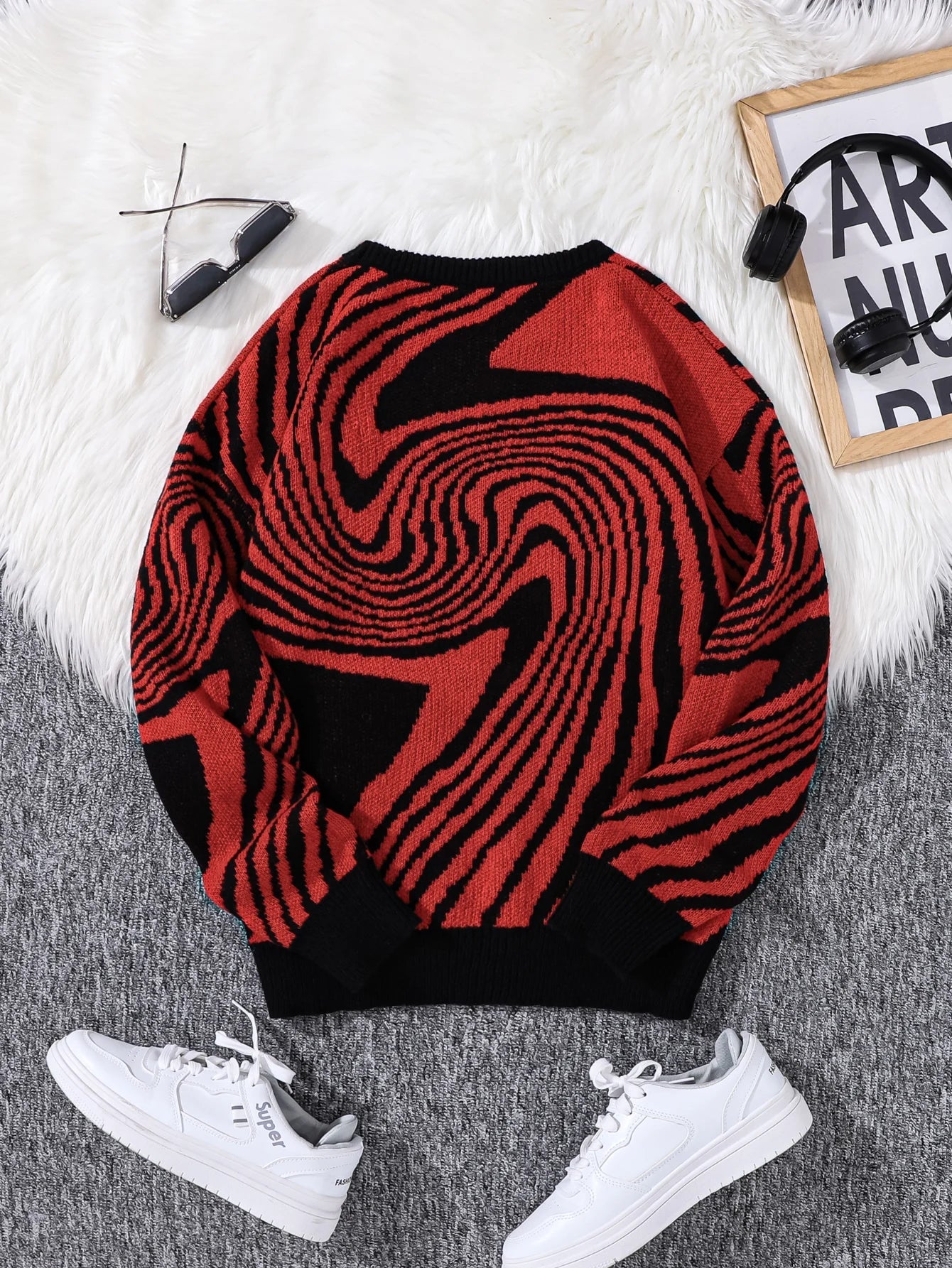Swirlstorm Abstract Wool Pullover