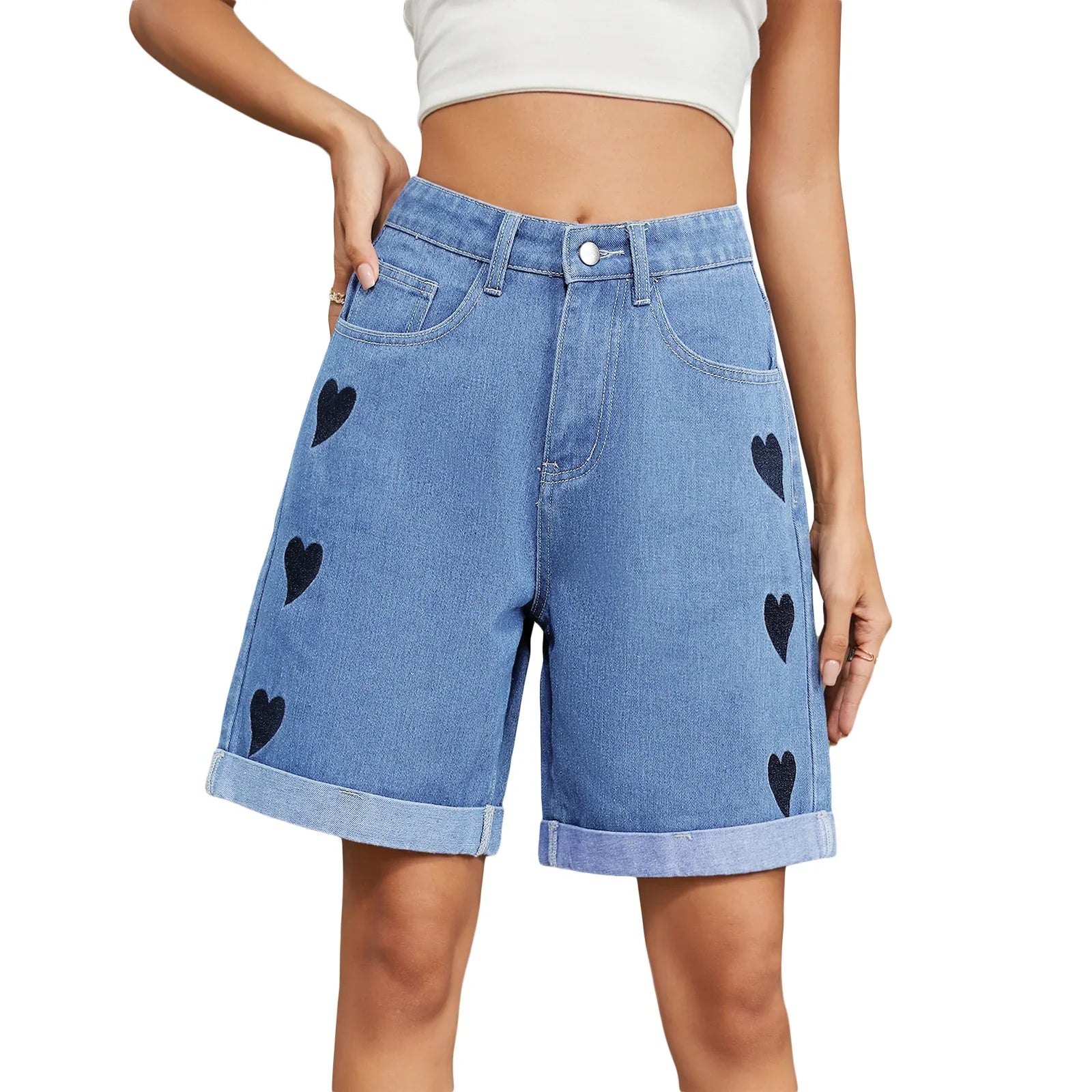 Poppy Heart Denim Shorts