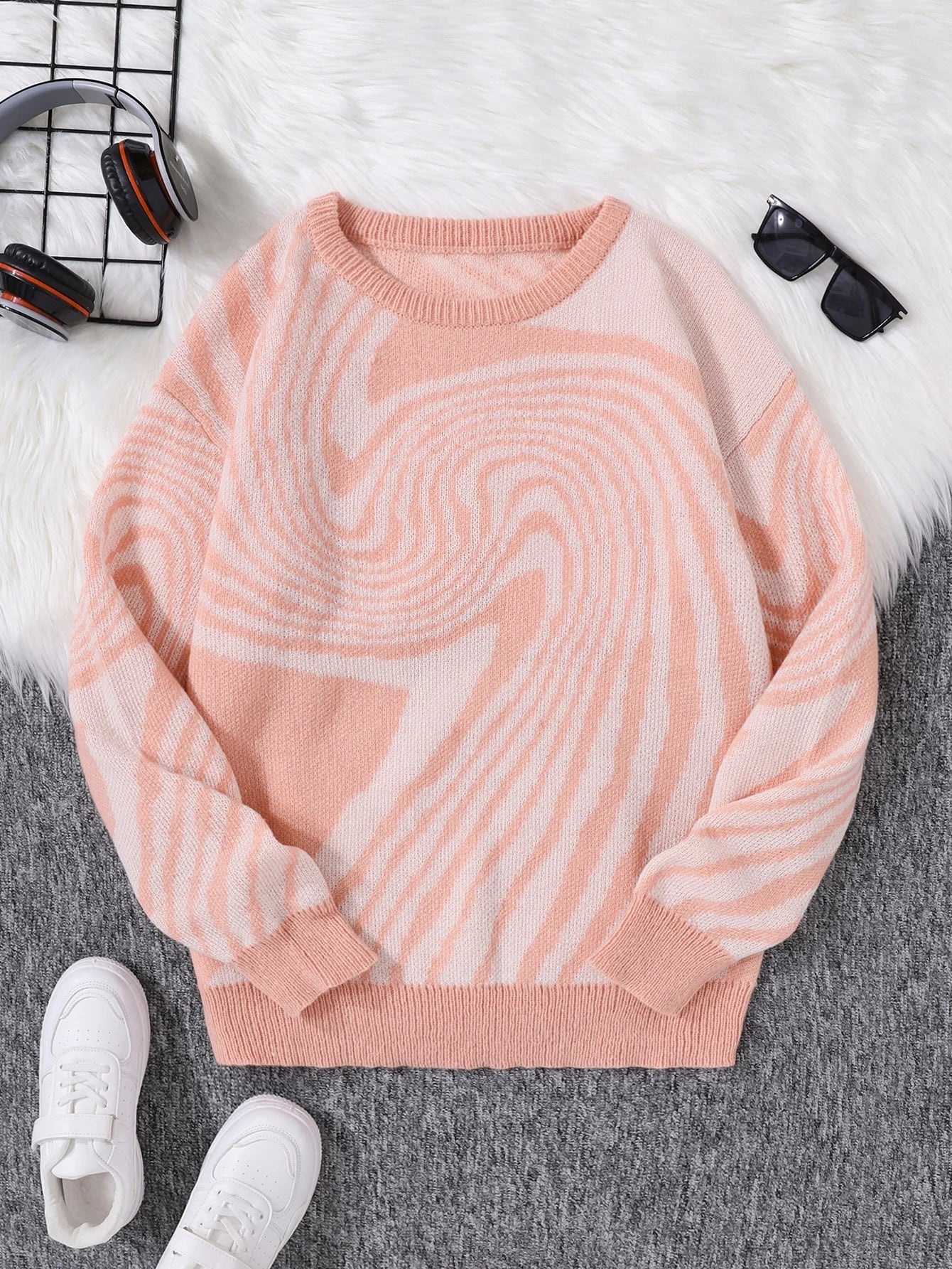 Swirlstorm Abstract Wool Pullover